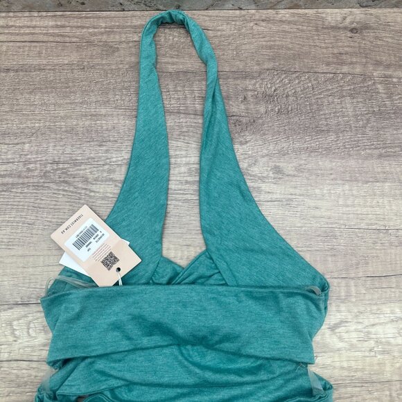 Tiger Mist Teal Wrap Crop Top - Picture 6 of 12